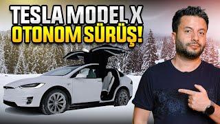 Tesla Model X ile karlı yollarda otonom sürüş!